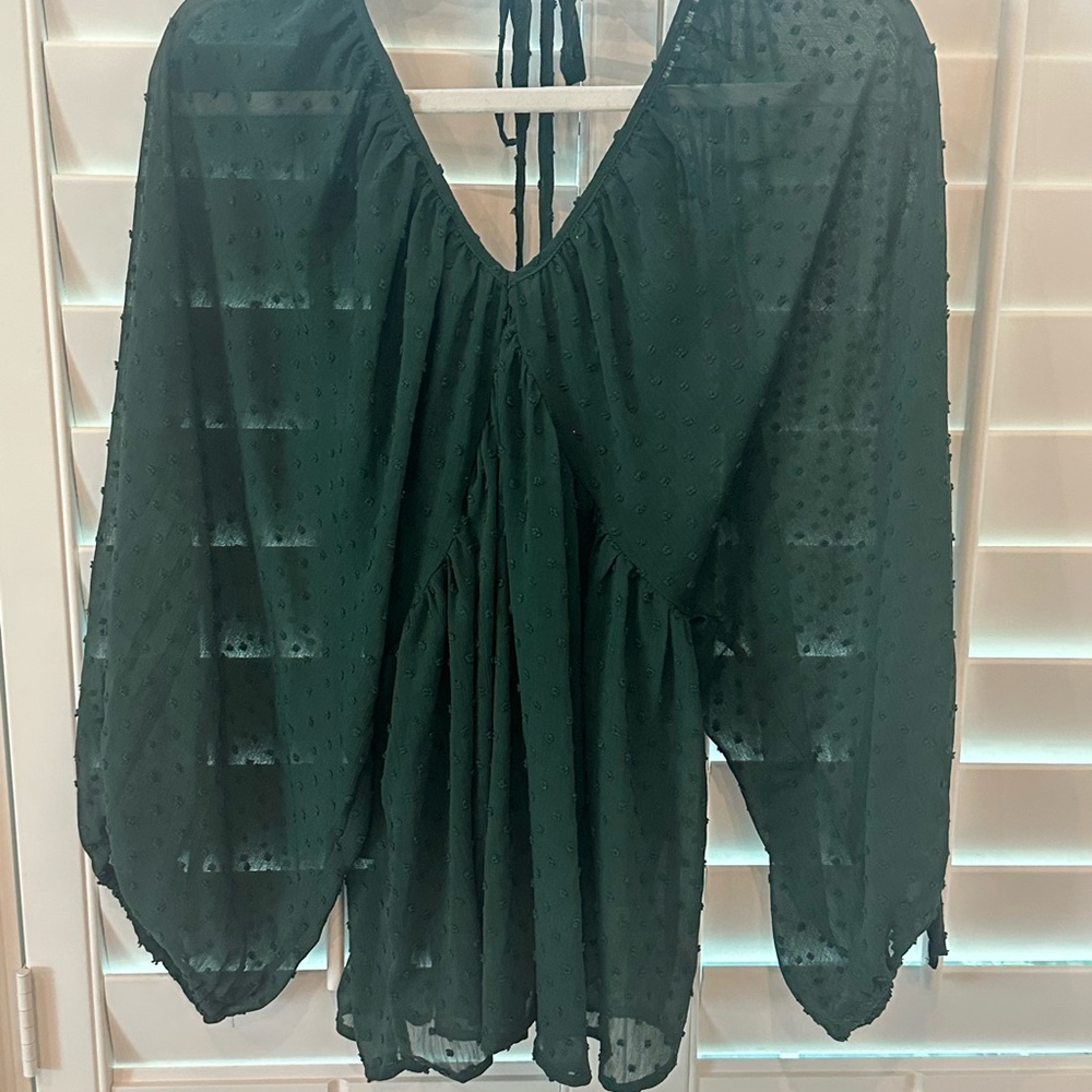 Vici Deep Green Textured Blouse